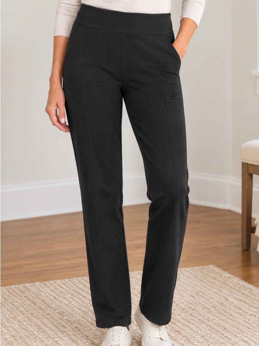 Tuff Athletics Pull-On Black Straight Leg Pants